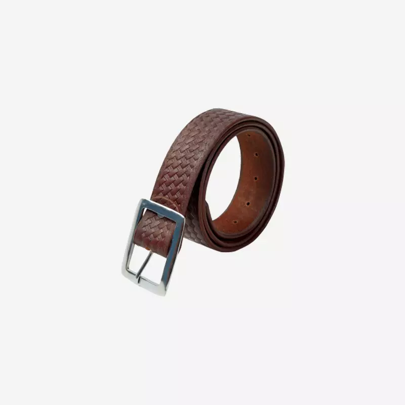 Bridle Leather Basketweave Embossed Ranger Belt