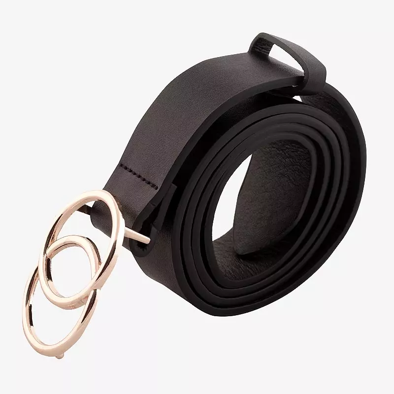 High Quality Double O Ring Golden Buckle Belt Fashion Women Ladies