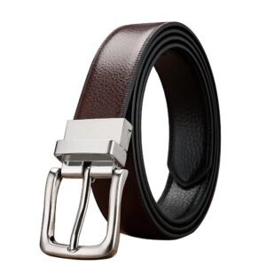 Formal Black Leather Belt for Men – Alloy Buckle, Classic Business Style