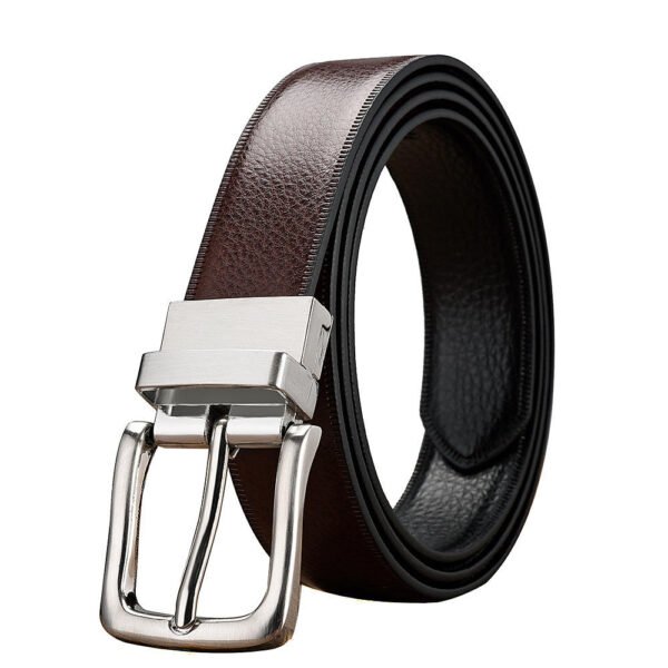 Formal Black Leather Belt for Men – Alloy Buckle, Classic Business Style